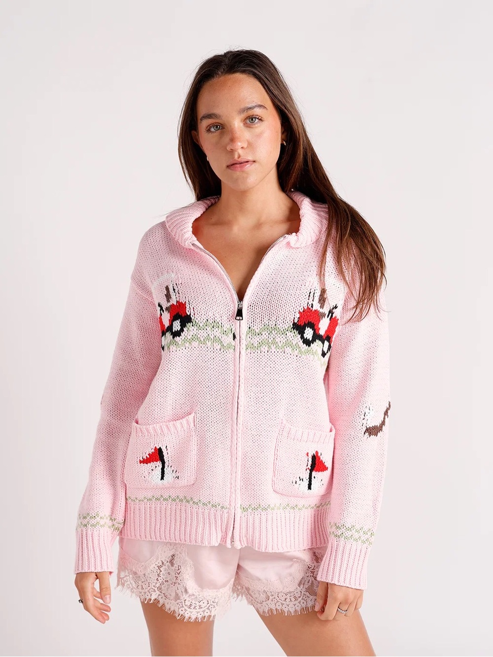 Bailey Rose The Hip Eagle Hole in One Golf Sweater Cardigan Pink S